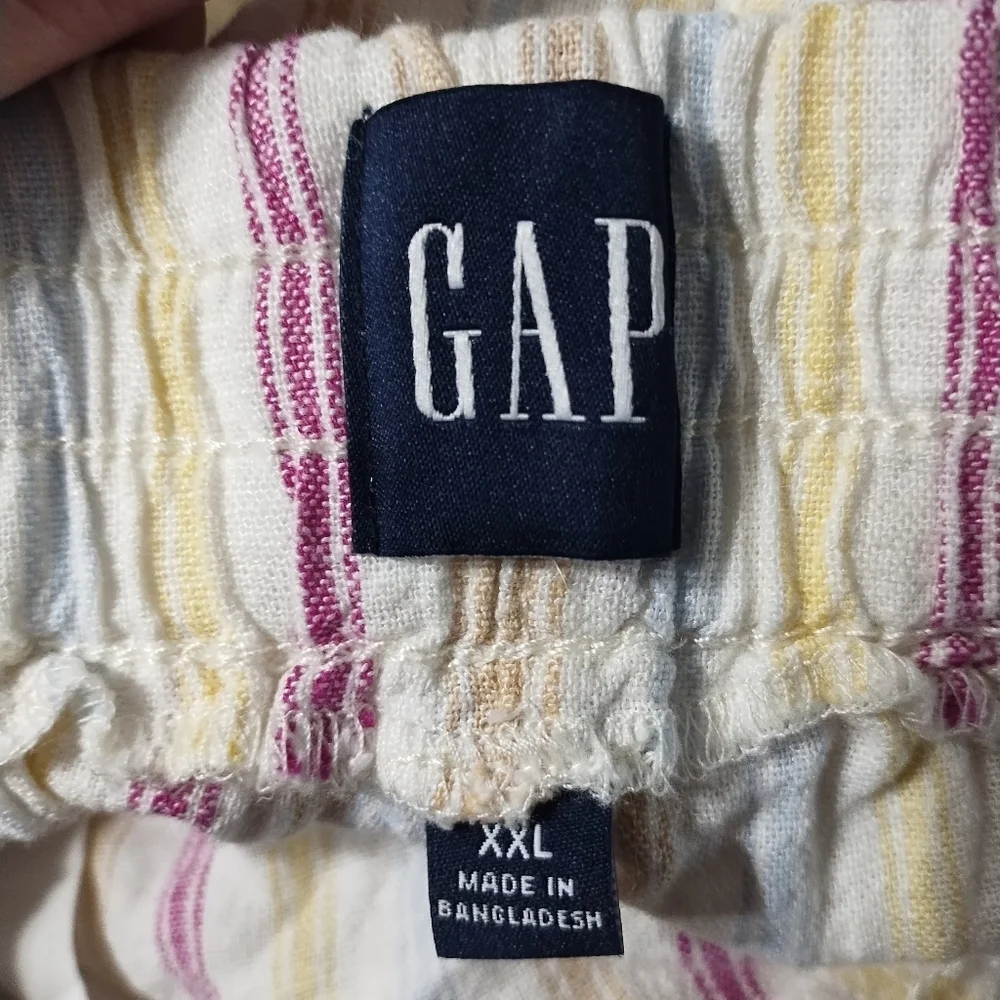 GAP Linen Blend Multicolored Pull On‎ Preppy Vacation Resortwear Boho Short XXL